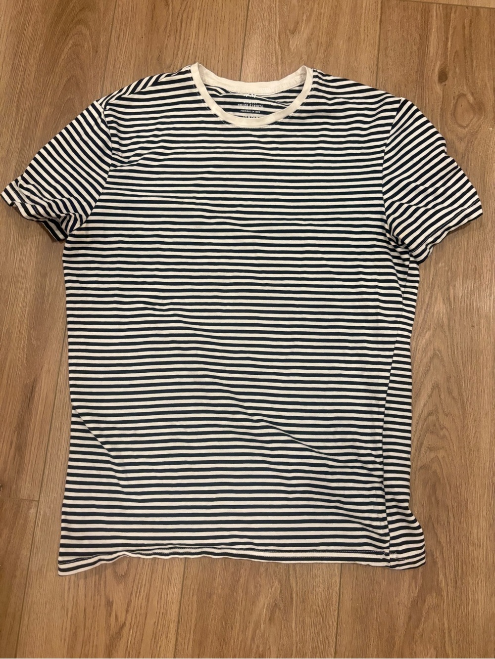 H&M Black and White Slim Fit Striped Tee
